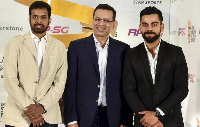 National Badminton coach Pullela Gopichand, Sanjiv Goenka, Indian cricket team skipper Virat Kohli