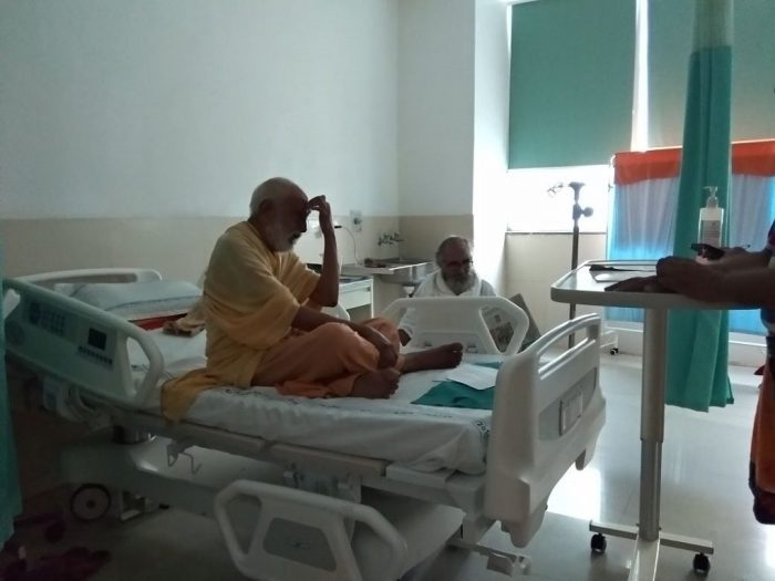 Put into protective custody in a hospital in Rishikesh, Agarwal refused to break his fast until action on the Ganga was taken [image by: Tarun Bharat Sangh]