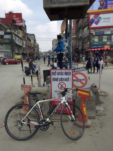 A roundabout in Kathmandu, Nepal.