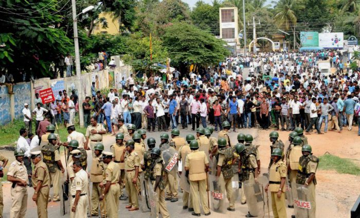 Protests in Bangalore over Cauvery water, one of the key interstate water disputes in India [image by: Press Trust of India]