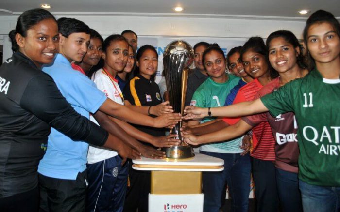 Players (From L-R): Astrid Pereira (Bidesh XI FC), Shyama Rani (BBK DAV FC), Poli Koley (Sreebhumi FC), Amoolya (Bangalore United FC), Priya Mistry (Baroda FA), Dangmei Grace (Kryphsa FC), Ashalata Devi (Sethu FC), Manpreet (Kickstart FC), Mrunal Khot (FC Kolhapur), Karishma Oram (Odisha FC), Michel Castanha (Gokulam Kerala FC), Soumya Guguloth (Kenkre FC)